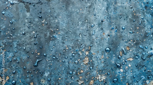 Blue-textured surface water drops background