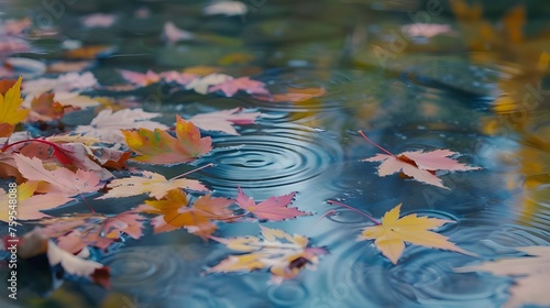 Herfst. Bladeren vielen in water. De kleuren van de herfst
