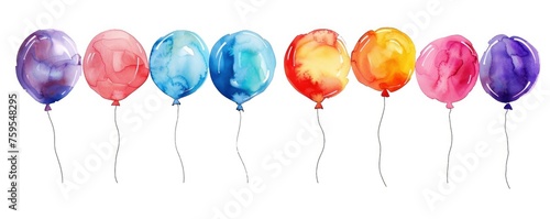 Vibrant Array. Multicolored Balloons on a Clean White Canvas.