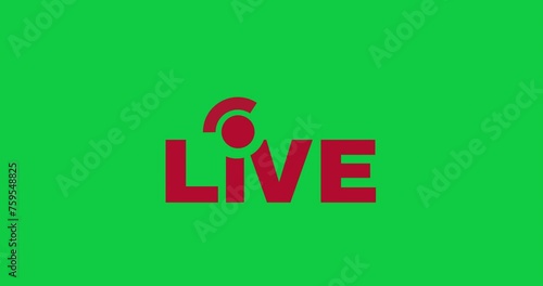 Red Live Streaming Animation. Live Recording, Share, Broadcasting 4K High Quality Green Screen Video.