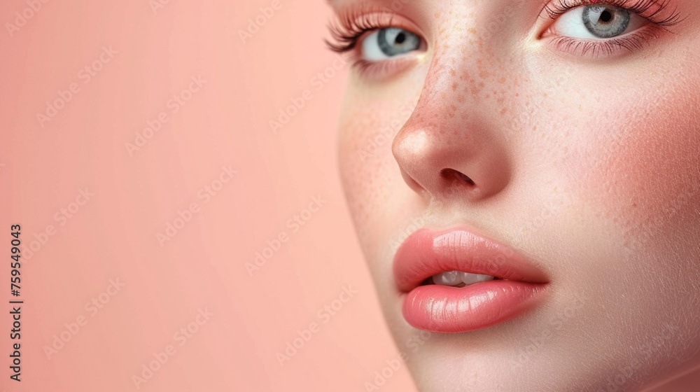 Closeup skin face female skin healthy facial natural beauty copy space Closeup skin face female skin healthy facial natural beauty copy space