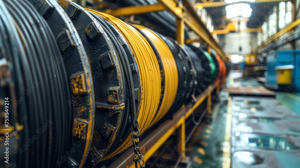 Wires and cables in coils, photos of cable production in the factory, Wires and cables in coils, photos of cable production in the factory,
