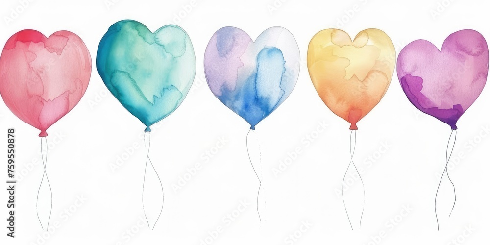 Vibrant Array. Multicolored Balloons on a Clean White Canvas.