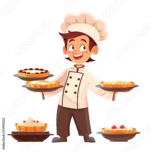 Young smiling chef isolated on transparent background. Cut out, close-up