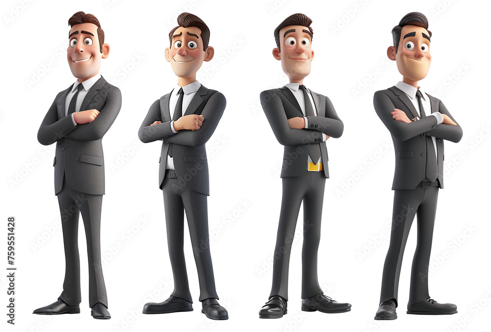 3d collection of business man with crossed arm dressed in professional business suit. isolated on transparent png background. 3d collection of business man with crossed arm dressed in professional business suit. isolated on transparent png background.