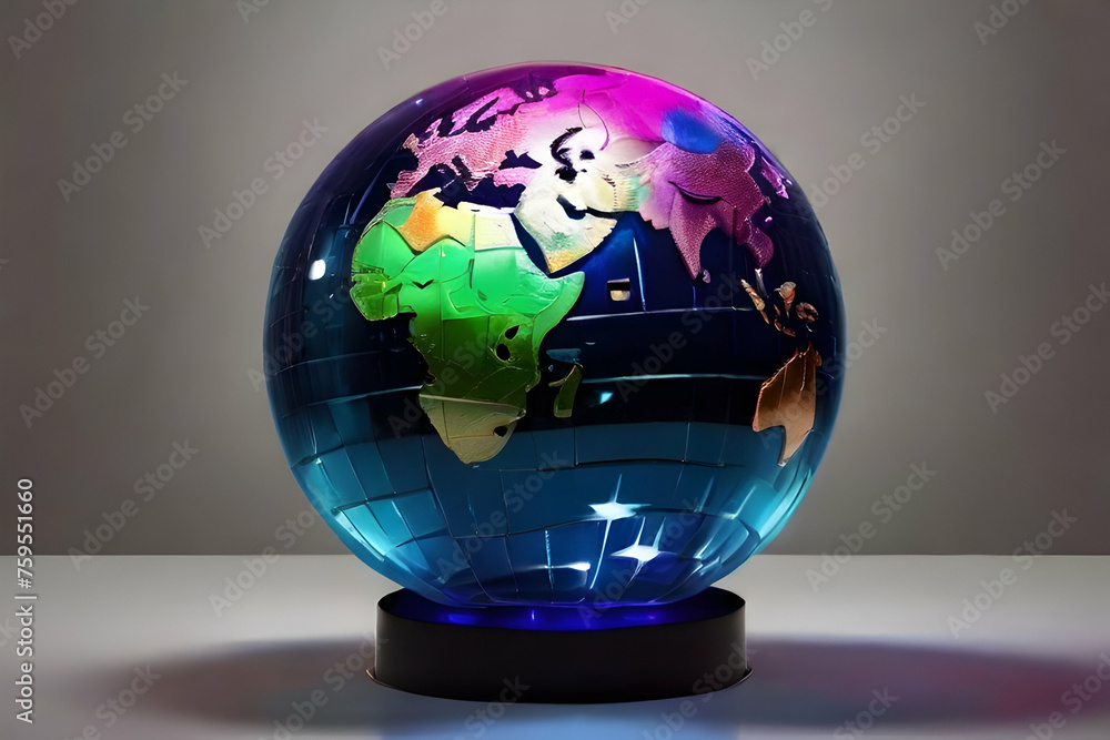 glass globe on white background   earth, globe, world, planet, map, global, sphere, america, business, 3d, space, europe, continent, geography, asia, illustration, Ai generated 
