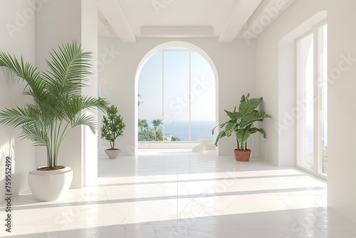 Home interior white and clean space for creative living lifestyle house beutiful living area and hallway open space for home design showcase interior background © abstract Art
