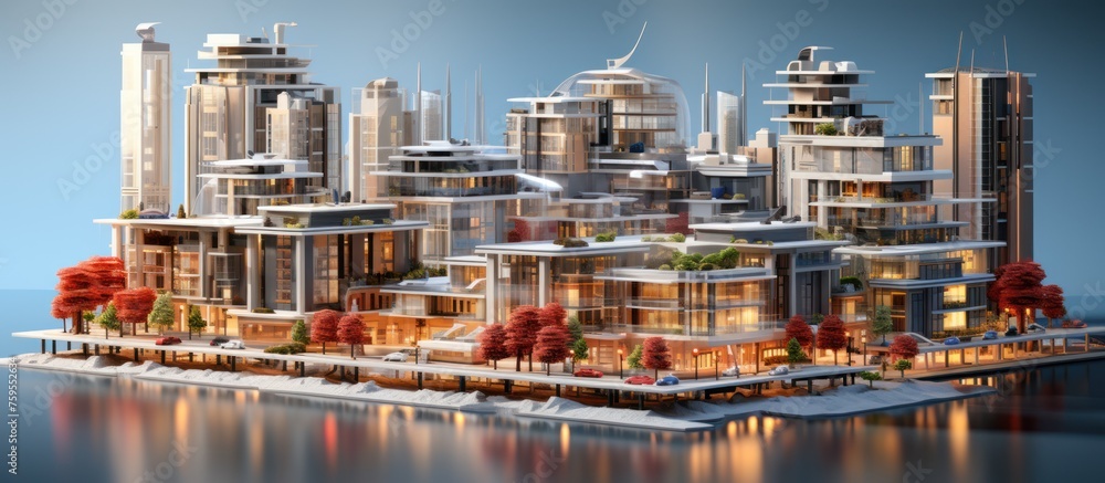 3d illustration Architectural building construction project, concept of city infrastructure development by architects