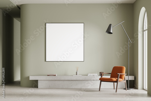 Elegant home relax room interior with armchair and decoration, mockup frame © ImageFlow