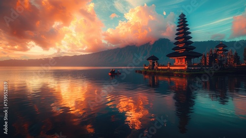 Pura ulun danu bratan temple in indonesia