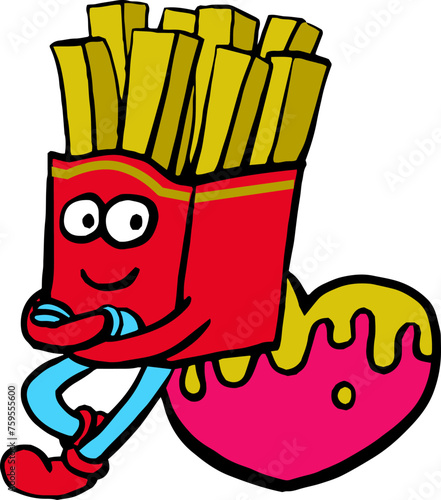 potato french fries mascot vector illustration (ID: 759555600)