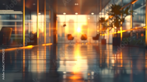 office background at sunset with gaussian blur background
