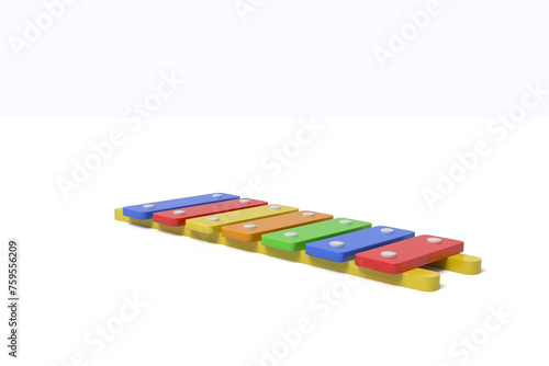 3D rendered xylophone with rainbow keys