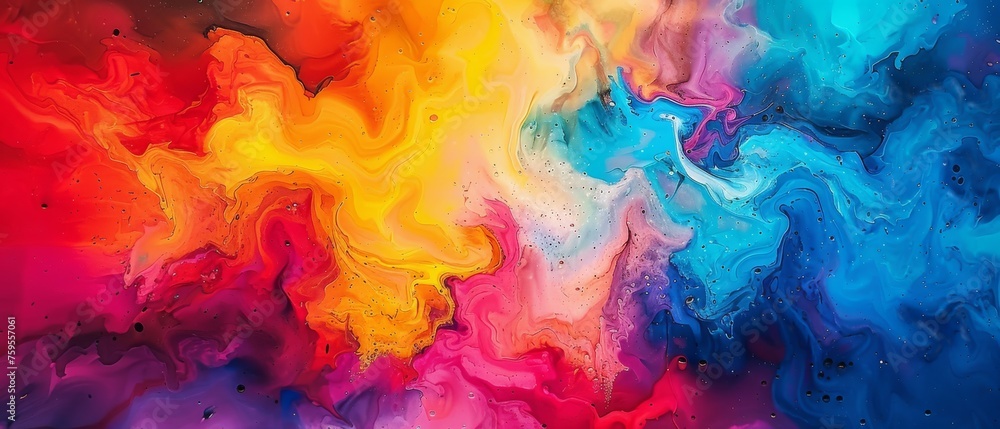  a close up of a multicolored painting with drops of paint on the bottom and bottom of the image.
