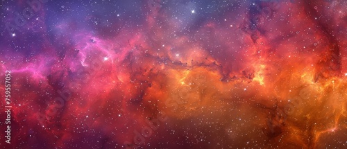  a colorful space filled with lots of stars and a bright orange and red star in the center of the picture.