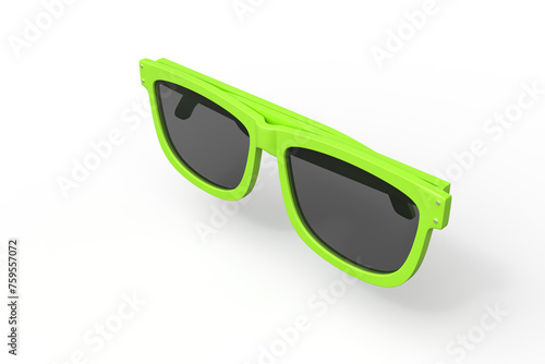 Neon green sunglasses isolated on white background