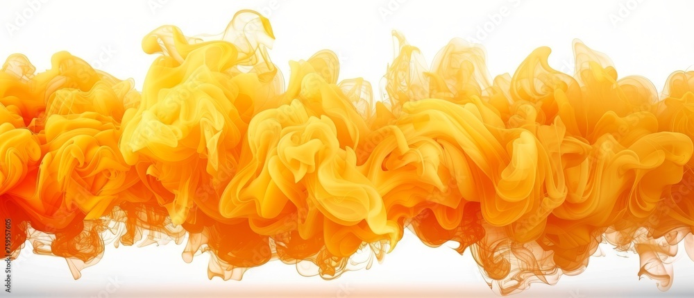 a group of orange and yellow smokes floating in the air on a white background with a white back ground. a group of orange and yellow smokes floating in the air on a white background with a white back ground.
