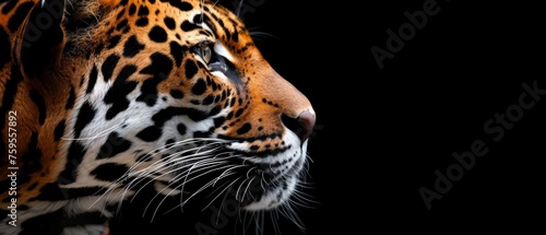  a close up of a tiger s face on a black background with only the head of the tiger visible.