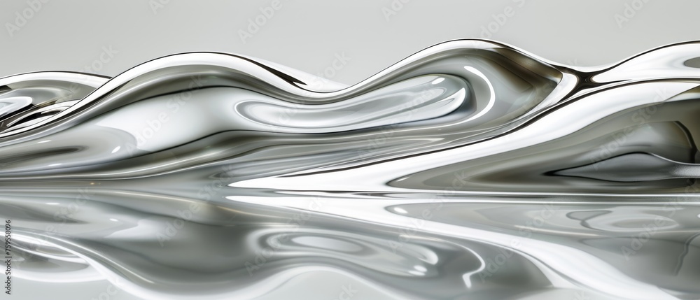  a close up of a white and silver object with a reflection on the surface of the surface of the water. - obrazy, fototapety, plakaty 