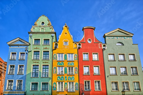 Traditional colorful houses in old Gdansk, Poland