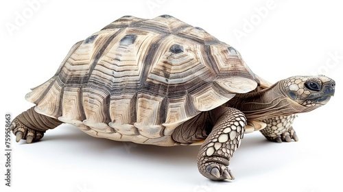  a close up of a tortoise on a white background with a clipping path to the top of the tortoise.