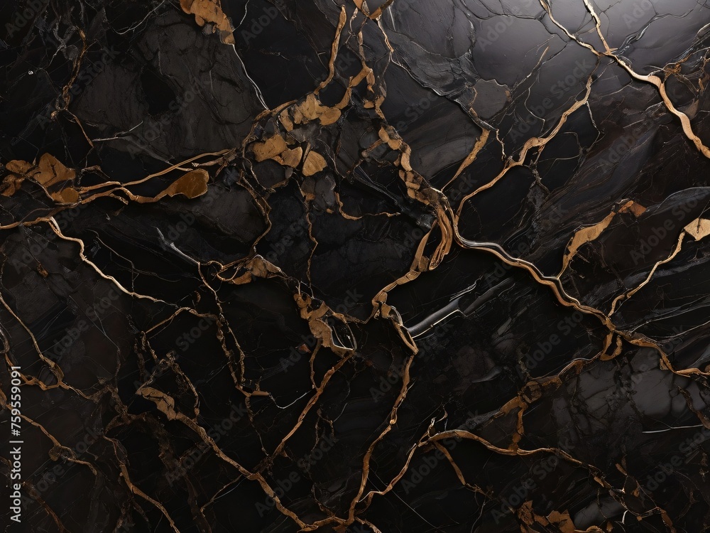 Granite Marble Background, Royal Black and Gold vain marble stone, natural pattern texture background and use for interiors tile, luxury design with high resolution created by Ai.