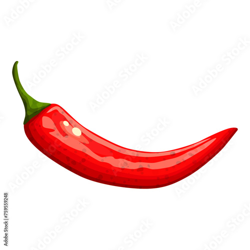 Red hot natural chili pepper, pod realistic image.