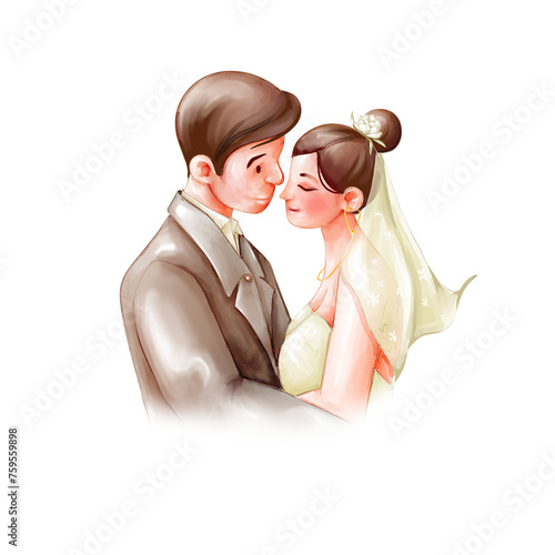 portriat wedding couple illustration