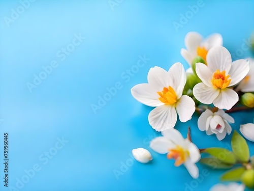 Spring floral background with white blossom; Easter flower ai image 