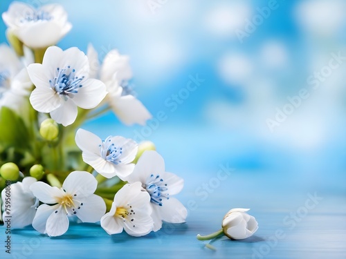 Spring floral background with white blossom; Easter flower ai image 