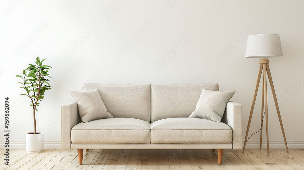 Naklejka premium Modern living room interior with empty wall background.