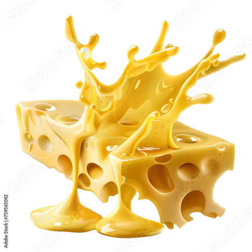 Splash of Cheese with drip and melting sauce splashing isolated on transparent png background, 
