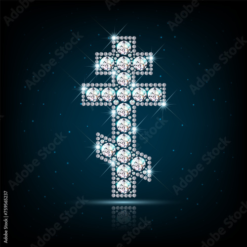 Orthodox cross diamonds vector