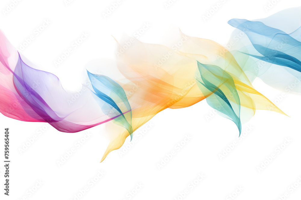 Obraz premium Colorful Smoke Swirl on White Background. on a White or Clear Surface PNG Transparent Background.