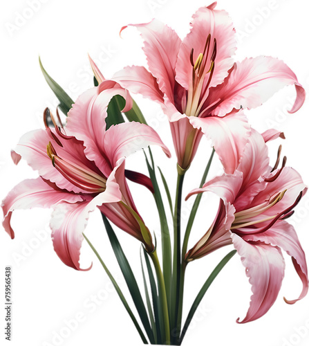 Watercolor painting of Crinum (vlei) lily (Crinum delagoense) flower. 