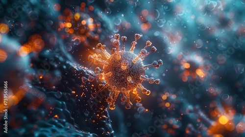 A macro illustration of the virus designed for medical context. Virus cells background photo
