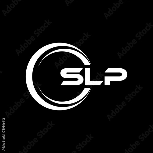 SLP letter logo design with black background in illustrator, cube logo, vector logo, modern alphabet font overlap style. calligraphy designs for logo, Poster, Invitation, etc. photo