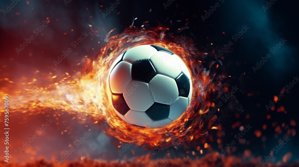 Fototapeta premium soccer ball in fire
