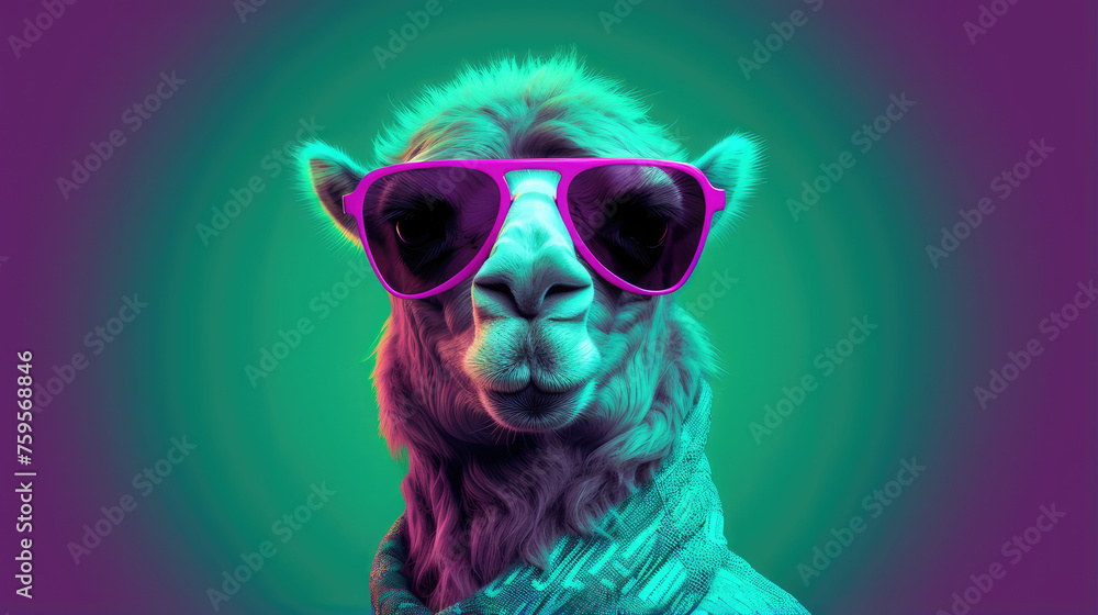 funky llama in stylish eyewear art