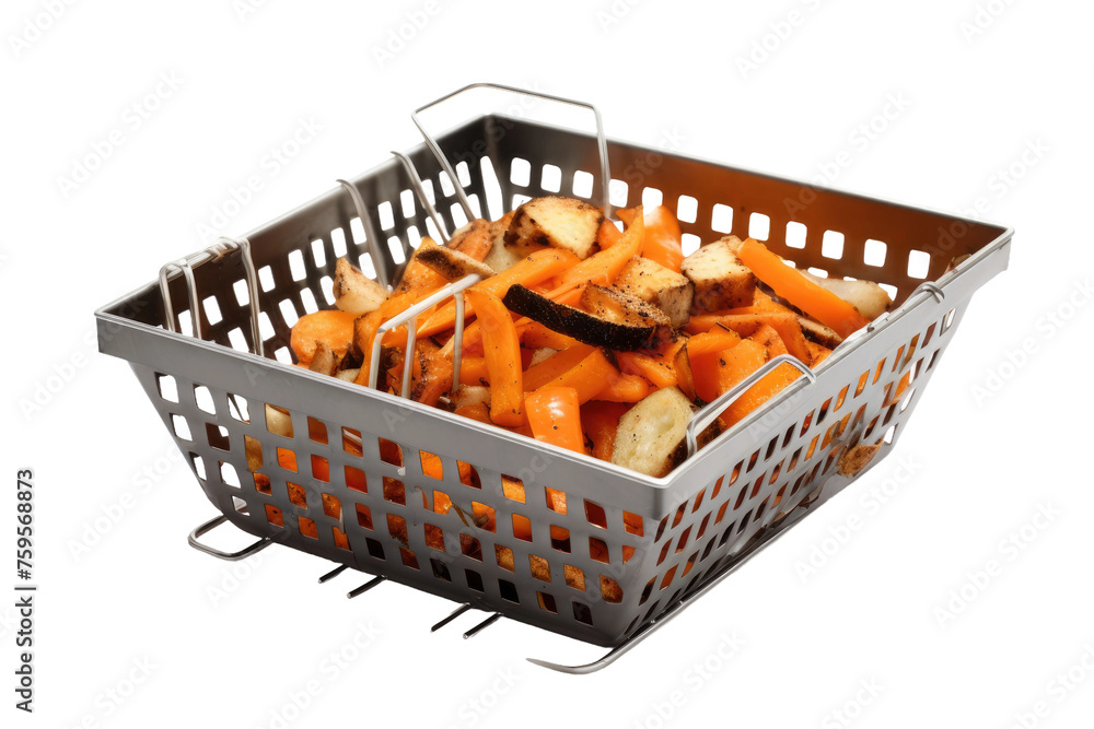 Basket of Carrots and Bananas on White Background. on a White or Clear Surface PNG Transparent Background. Basket of Carrots and Bananas on White Background. on a White or Clear Surface PNG Transparent Background.