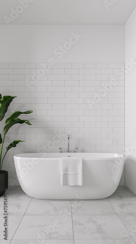Frontal view of a modern bathroom with empty walls