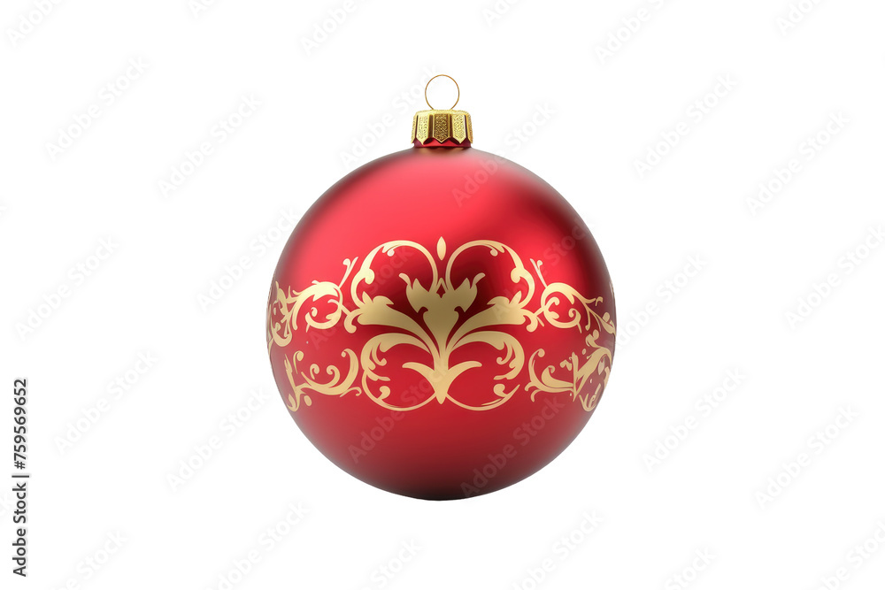 Red Ornament With Gold Design. on a White or Clear Surface PNG Transparent Background. Red Ornament With Gold Design. on a White or Clear Surface PNG Transparent Background.