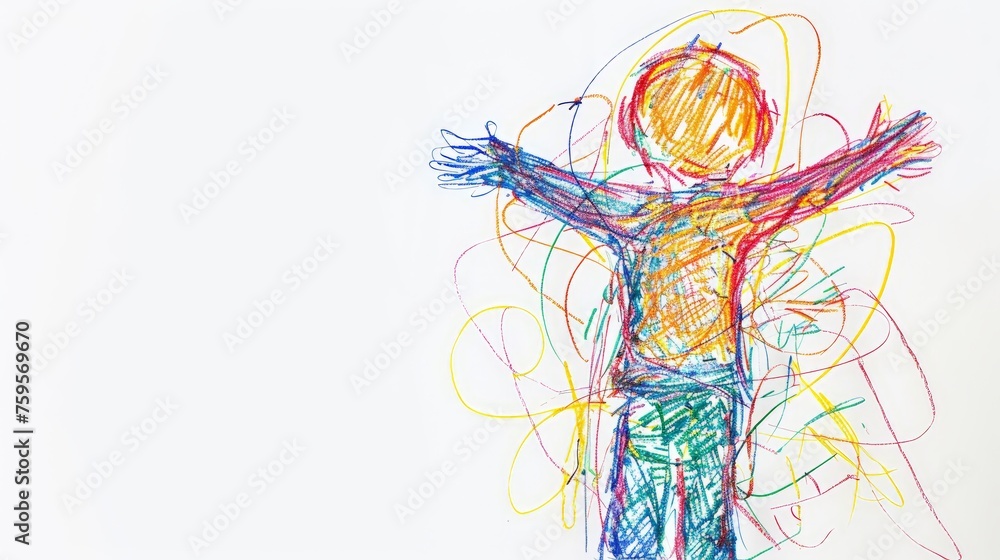 Fototapeta premium Naive Crayon Drawing of Child's Favorite Inventor Generative AI