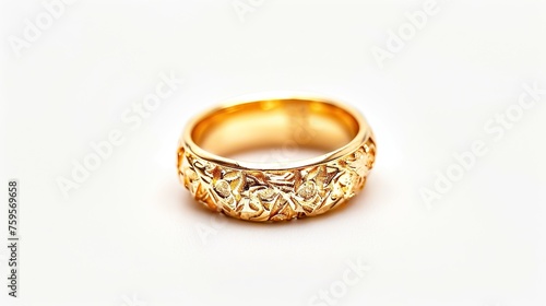portrait of gold ring on white background. gold rings, diamonds, jewelry, beauty and beauty