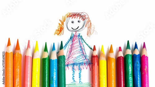 Crayon Drawing of Child's Favorite Nursery Rhyme Generative AI photo