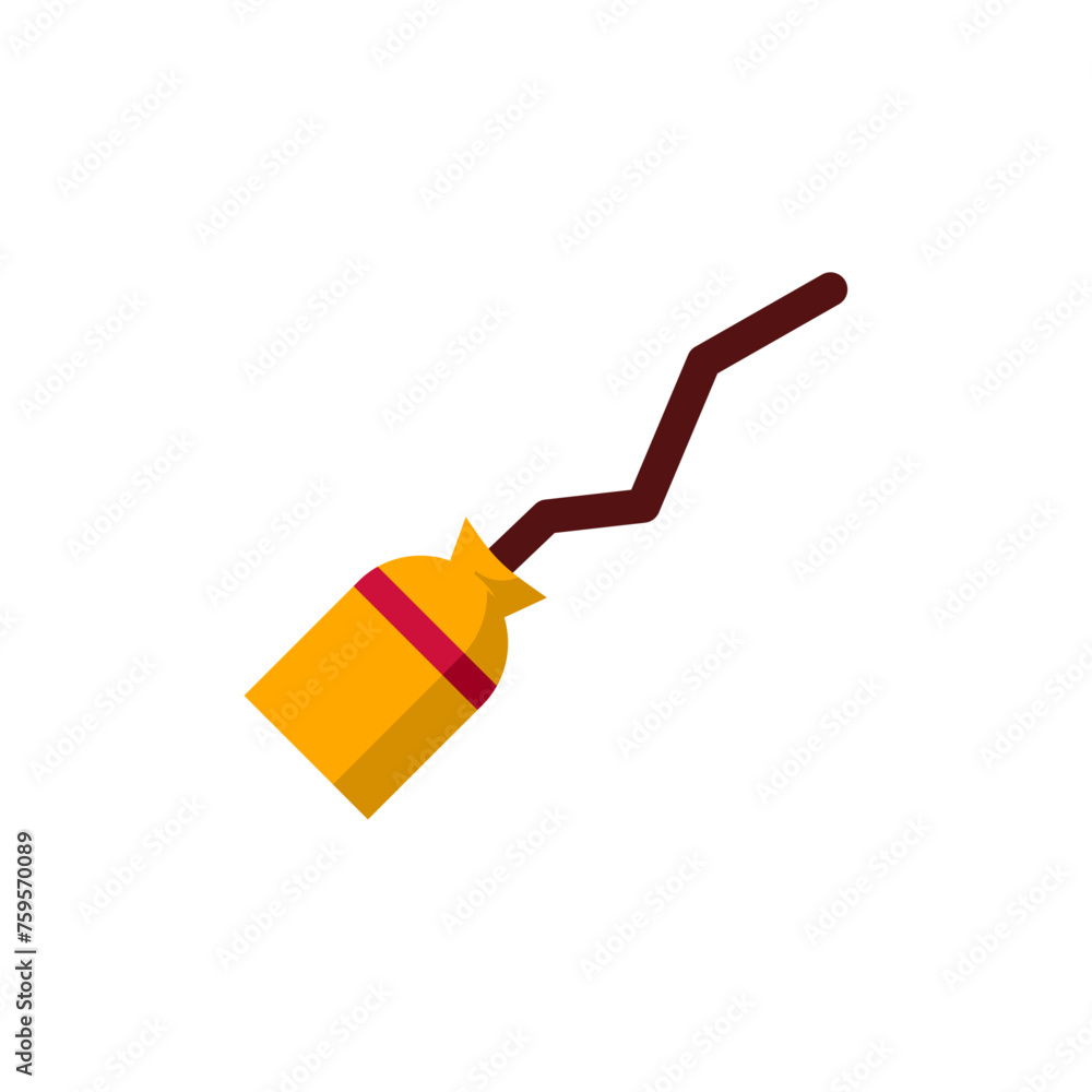 Flying Broom Flat Icon - Halloween Elements Icon Vector Illustration. Flying Broom Flat Icon - Halloween Elements Icon Vector Illustration.