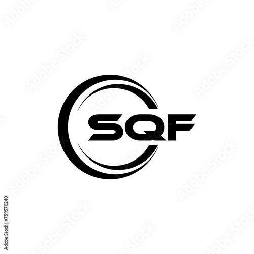 SQF letter logo design with white background in illustrator, cube logo, vector logo, modern alphabet font overlap style. calligraphy designs for logo, Poster, Invitation, etc.