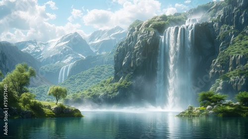 美しい滝の風景,Generative AI AI画像