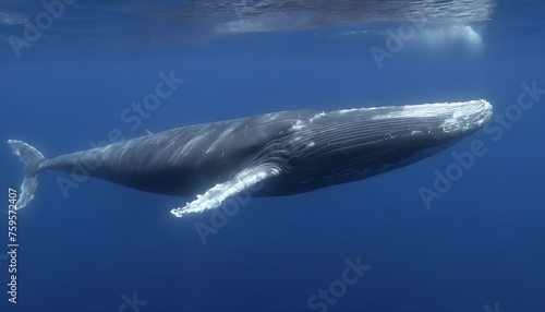 A Blue Whale Swimming Past A Coral Wall Its Size