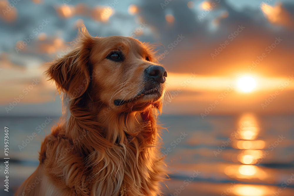 A summer beach background with copy space and a cute dog 3